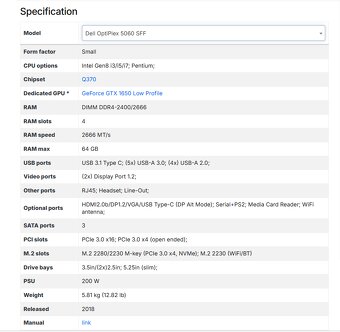 Dell 5060/5070 SFF i5-8500/i5-9500 8GB DDR4 W11 + vol. SSD - 10