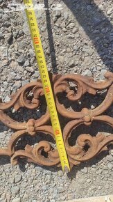 Staré litinové dílce zábradlí, železné zábradlí, 9 ks - 10