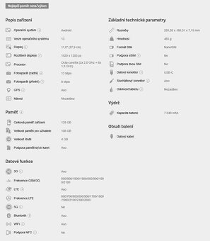 Lenovo TAB M11 4GB + 128GB LTE - 10