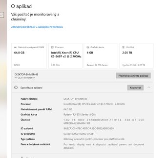 počítač HP Z620, Xeon E5 2697 v2, 64 GB, Radeon RX570 - 10