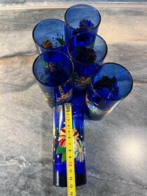Sada 6 modrých sklenic Modré skleničky Květiny - Chvaletice - 10