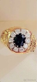 Zlatý prsten s Brilianty a Safírem - 10