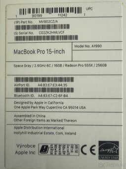 Apple MacBook Pro 15" (2019, i7, 16GB, 256GB) - 10