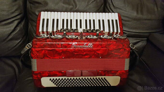 Scandalli akordeon, klavírní akordeon, červená perleť, 120 b - 10
