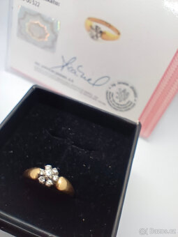 Zlatý prsten s diamanty; 2,28g, 57mm, certifikát - 10