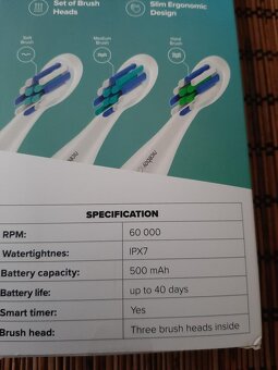 Sonický zubní kartáček Niceboy ION Sonic Lite IPX7 bílá barv - 10