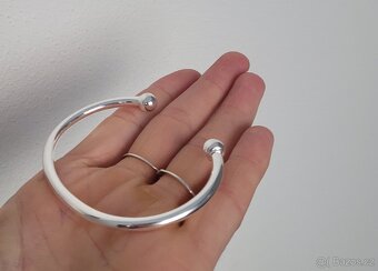 Nový dámský stříbrný náramek 925 kuličkový otevřený uni vel - 10