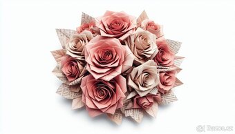 Papírová origami kytice růží - 10