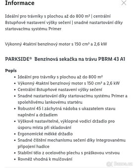 Benzínová sekačka PBRM 43 Parkside - 10