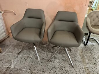 NOVÉ 2x krásné otočné jídelní křesla-židle p.kůže - 10