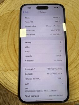 Apple iPhone 14 ProMax, 128GB, černý, krásný stav - 10
