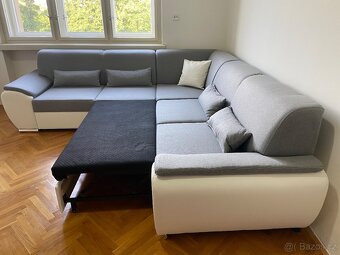 Sedací souprava ROYAL – levá, tmavě šedá/bílá - 10