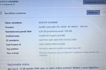 HP 15 / Intel N2815 / 4GB RAM / 500HB HDD / 15.6" - 10