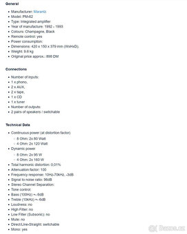 Marantz PM-62 Stereo Integrated Amplifier / Phono In - 10