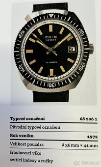 Československé mechanické vintage retro hodinky PRIM Sport 2 - 10