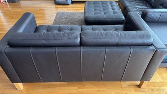 Ikea kožená pohovka tm. hnědá - 2x + podnožka - 10