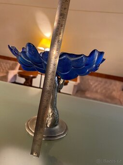 Starožitný Cínový A Skleněný Dekorativní Stůl Z Francie - 10