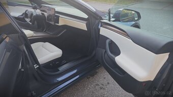 Tesla S, LR, 26 tis. km, tov. záruka, krémová kůže, yoke - 10
