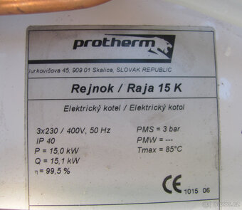 ELEKTROKOTEL PROTHERM 15KW - RAJA 15K + TERMOSTAT - 10