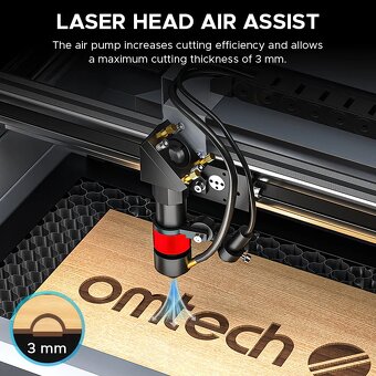 CO2 laser, laserová gravírka OMTech K40+ 40W 200x300mm - 10