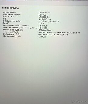 MacBook Pro 14” M3 Pro / 18 GB RAM / 512 GB SSD – ako nový + - 10