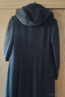 Luxusní dlouhý vlněný zimní kabát s kapucí, V 40/42 - po kot - 10