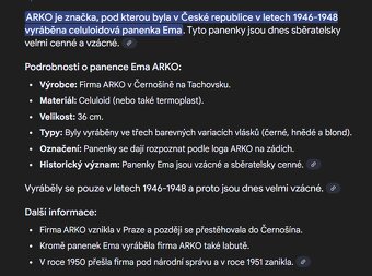 VELICE VZÁCNÁ PANENKA EMA od ČSSR firmy ARKO - 10