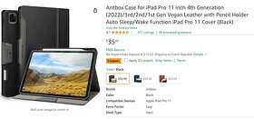pouzdro kryt na tablet Antbox Case for iPad Pro11" černé - 10