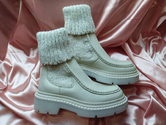 ♥️ Dámské kotníkové boty / polokozačky kožené béžové Badura - 10