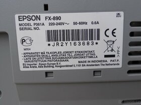 Jehličková tiskárna EPSON FX-890, málo používaná - 10