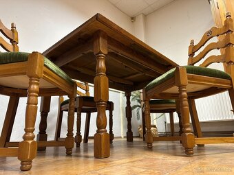 Rustikální jídelní set. Rozkládací stůl + 4 židle. - 10