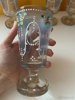 Starožitná grogovka, secese, smalt - 4 ks - 10