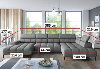 Rohová sedací souprava Plaza XL s elektrickým výsuvem + Tabu - 10