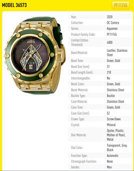 ze sbírkyInvicta DC Comics Aquaman limit.edice Autom. WR500 - 10
