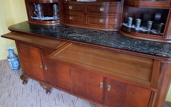 Starožitný nábytek-jídelna (intarzie, mramor,rozkládací stůl - 10