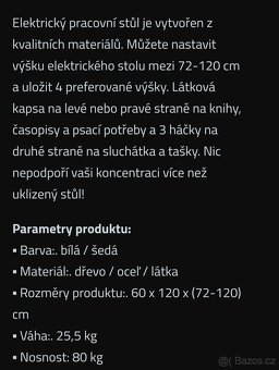 Nový elektrický výškově nastavitelný PC stůl s pamětí výšky - 10