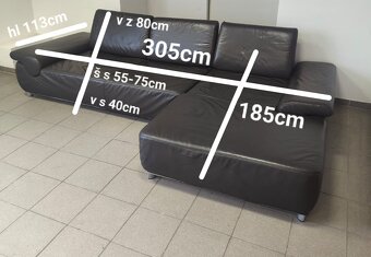 Kožená rohová sedací souprava - jak NOVÁ, TOP STAV - 10