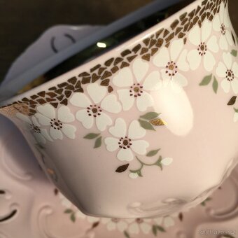 šálek růžový porcelán Chodov neobvyklý model Top stav - 10