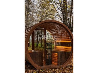 Finská sudová sauna 2,6 m - termo dřevo pro 6 osob - 10
