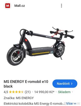 MS Energy E10 Elektrokoloběžka 450w 35km/hod.Velice pěkná. - 10