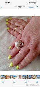 Luxusní a jedinečný prsten stříbro & velká perla Mexico - 10