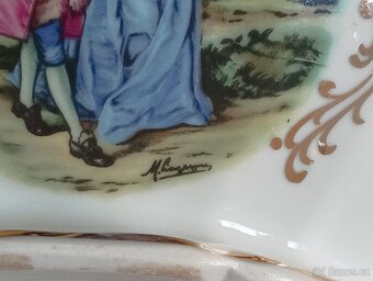 STAROŽITNÁ PORCELÁNOVÁ TERINA A TALÍŘ LIMOGES FRANCIE - 10