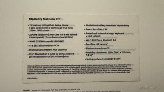 Macbook Pro 13,3 - 2020 Touchbar / i5 /16GB RAM / 1TB SSD - 10