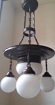 Starožitný secesní mosazný lustr, secese - 10