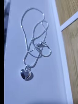 Nový dámský stříbrný náhrdelník řetízek na krk srdce - 10