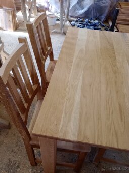 Dubový jídelní stůl a židle - 10