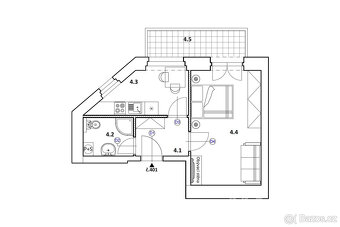 Pronájem, byt 1+1, 32m2, Praha 5, Smíchov, Zborovská - 10