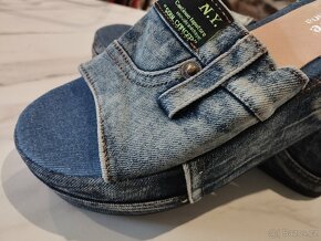 Dámské luxusní nové letní jeansové pantofle - 10