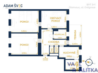 Prodej, byt 3+1, Olomouc, ul. Grégrova - 10