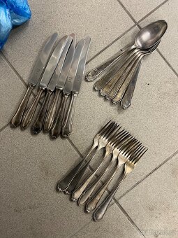 Starožitné stříbrné příbory set pro 6 osob - 10